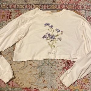 Brandy Melville Crop Top Long Sleeve Flowers